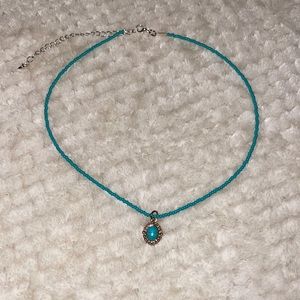 Turquoise hand-made beaded necklace adjustable